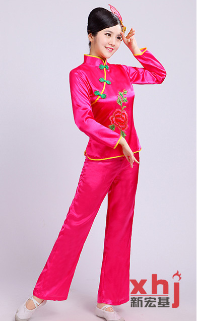 新款秧歌服新款套装成人女腰鼓服装演出服中老年扇子舞蹈服装