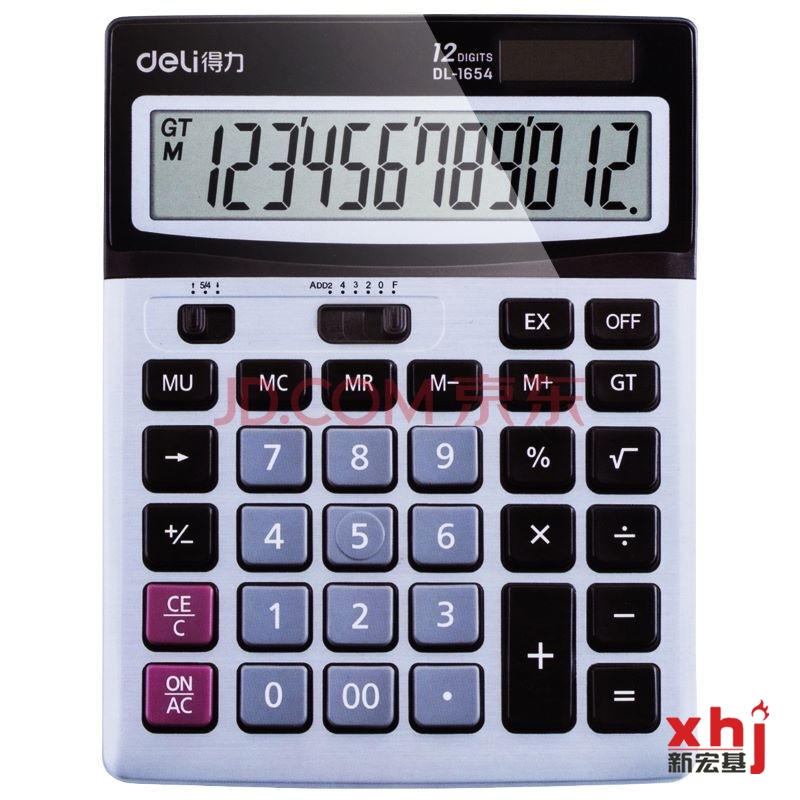 得力（deli）1654 经济型大屏幕计算器 财务专用太阳能