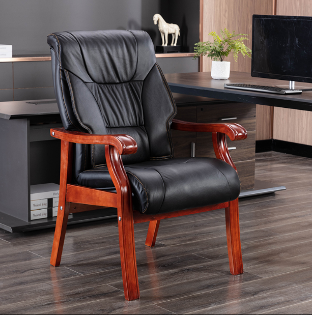会议室椅子办公座椅皮艺家用实木舒适四脚椅