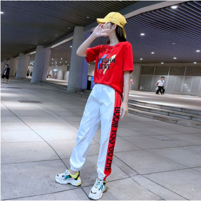 夏天新款跳舞鬼步舞衣服嘻哈街舞宽松两件套