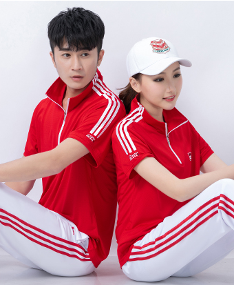 夏季新款半袖运动服套装女男短袖T恤佳木斯广场舞梦之队服装
