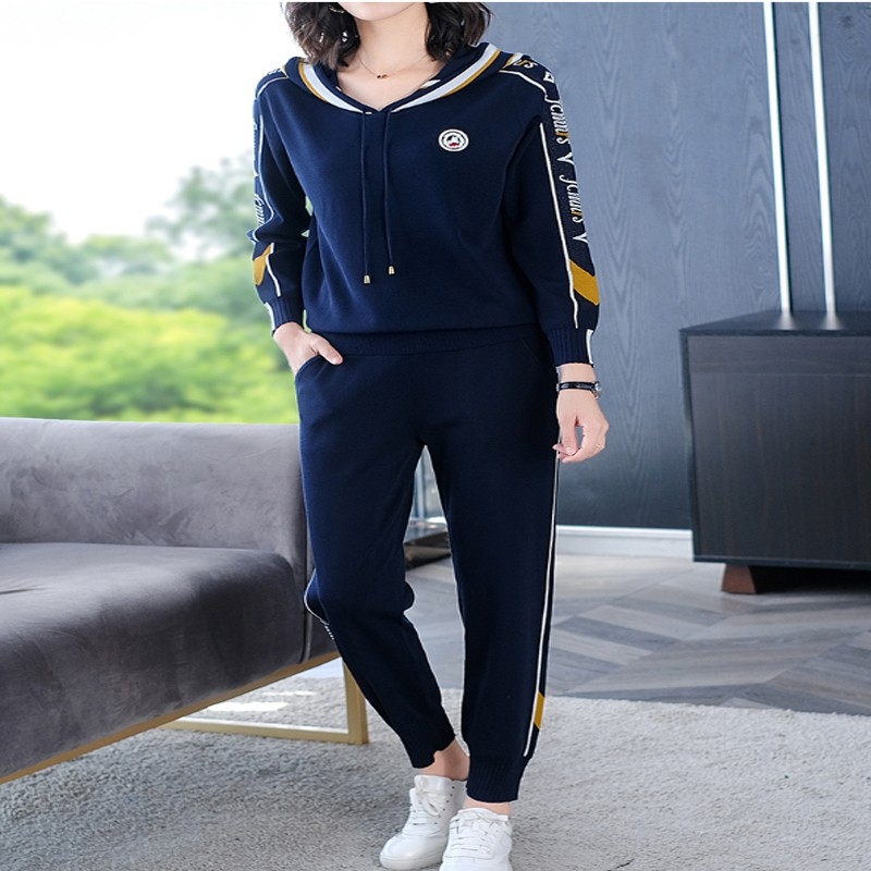 秋米茄 QMJHGH225  其它体育辅助用品 运动健身服套装女士春秋季新款韩版休闲宽松冰丝减龄时尚两件套潮牌