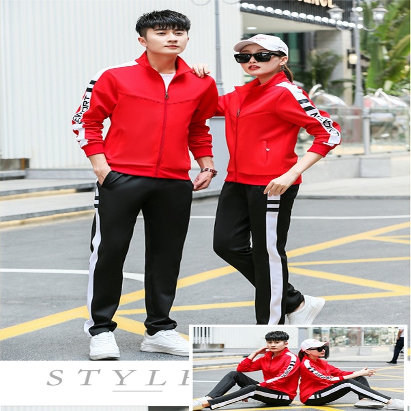 彬图  55166 其它体育辅助用品  健身服  运动套装男春秋情侣运动服女户外跑步健身时尚立领长袖卫衣两件套