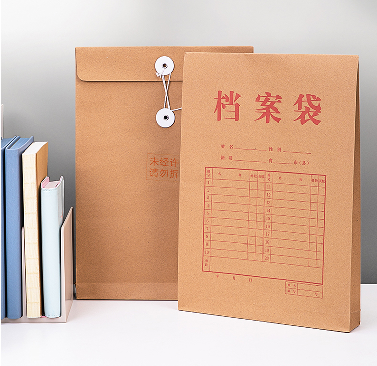 得力 64101 文件管理   A4混浆 200g牛皮纸档案袋 票据收纳 侧宽6cm  标书合同文件资料袋 64101  单只装（ 200只起拍）